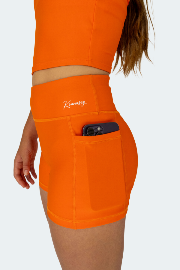 Active Bike Shorts - Pockets (Youth) - Orange Crush