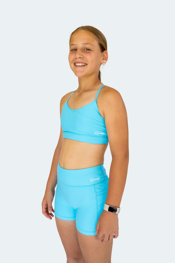 Active Bike Shorts - Pockets (Youth) - Island Blue