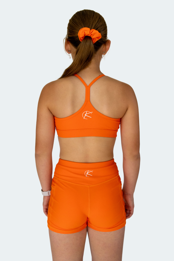 Active Bike Shorts - Pockets (Youth) - Orange Crush