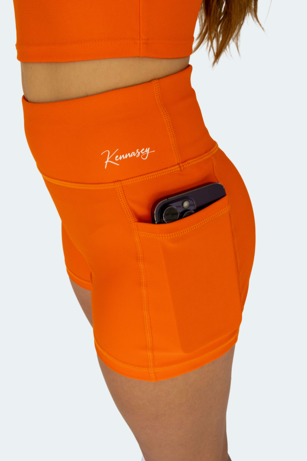 Active Bike Shorts - Pockets (Youth) - Orange Crush