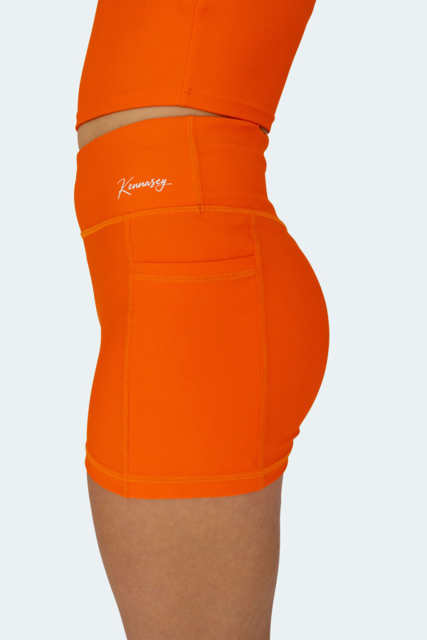 Active Bike Shorts - Pockets (Youth) - Orange Crush