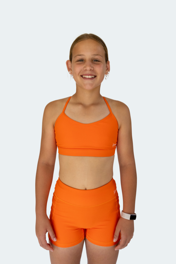 Active Bike Shorts - Pockets (Youth) - Orange Crush